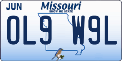 MO license plate OL9W9L