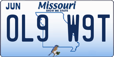 MO license plate OL9W9T