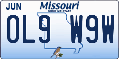 MO license plate OL9W9W