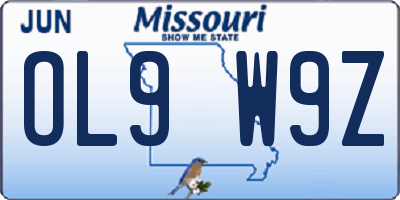 MO license plate OL9W9Z