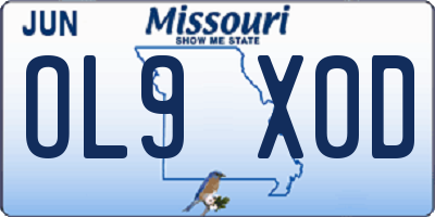 MO license plate OL9X0D