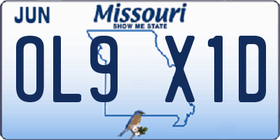 MO license plate OL9X1D