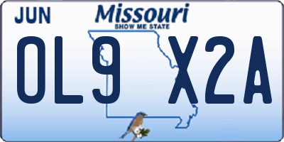 MO license plate OL9X2A