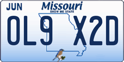MO license plate OL9X2D