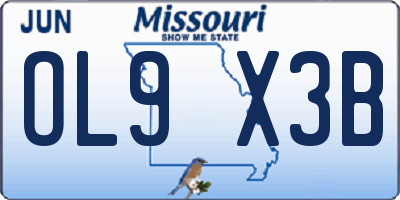 MO license plate OL9X3B