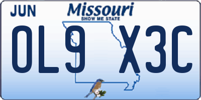 MO license plate OL9X3C