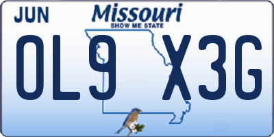 MO license plate OL9X3G