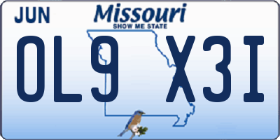 MO license plate OL9X3I
