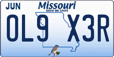 MO license plate OL9X3R