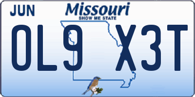 MO license plate OL9X3T