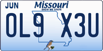 MO license plate OL9X3U