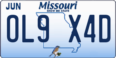 MO license plate OL9X4D