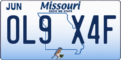 MO license plate OL9X4F