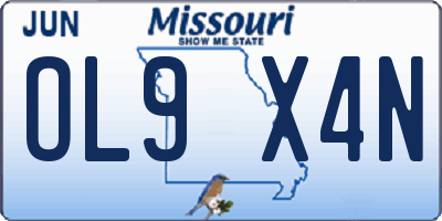MO license plate OL9X4N