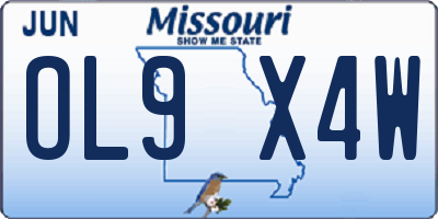 MO license plate OL9X4W