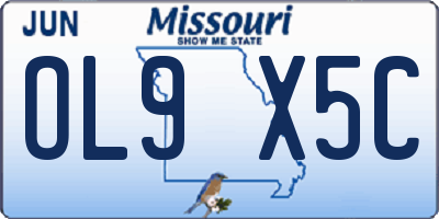 MO license plate OL9X5C