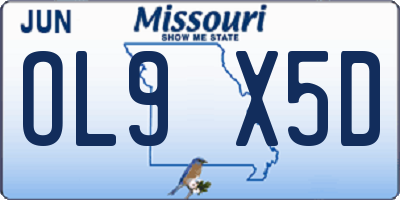 MO license plate OL9X5D
