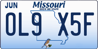 MO license plate OL9X5F