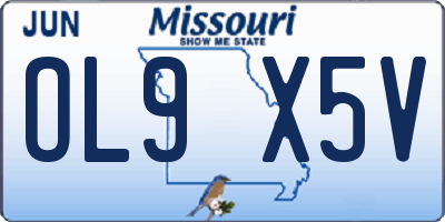 MO license plate OL9X5V