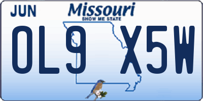 MO license plate OL9X5W