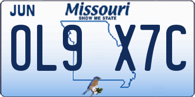 MO license plate OL9X7C