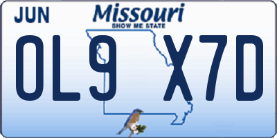 MO license plate OL9X7D