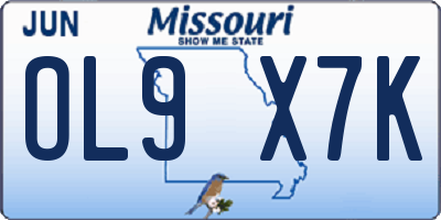 MO license plate OL9X7K