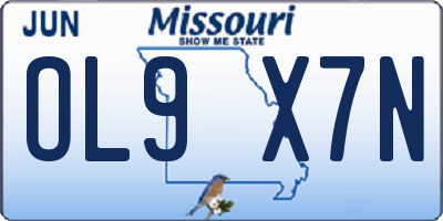 MO license plate OL9X7N