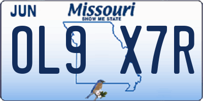 MO license plate OL9X7R