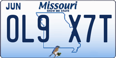 MO license plate OL9X7T