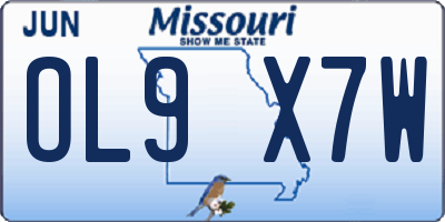 MO license plate OL9X7W