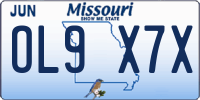 MO license plate OL9X7X