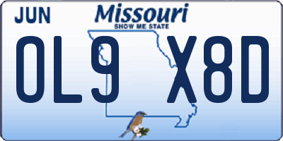 MO license plate OL9X8D