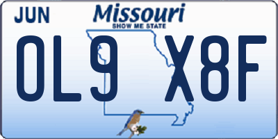 MO license plate OL9X8F