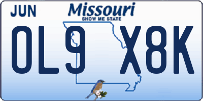 MO license plate OL9X8K