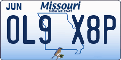 MO license plate OL9X8P
