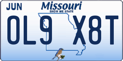 MO license plate OL9X8T