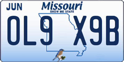 MO license plate OL9X9B