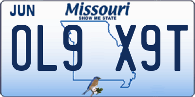 MO license plate OL9X9T