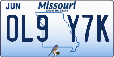 MO license plate OL9Y7K