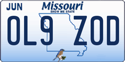 MO license plate OL9Z0D