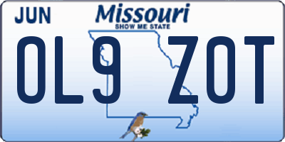 MO license plate OL9Z0T