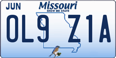 MO license plate OL9Z1A