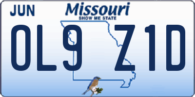 MO license plate OL9Z1D
