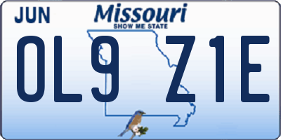 MO license plate OL9Z1E