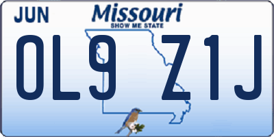 MO license plate OL9Z1J