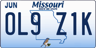 MO license plate OL9Z1K