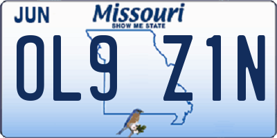 MO license plate OL9Z1N