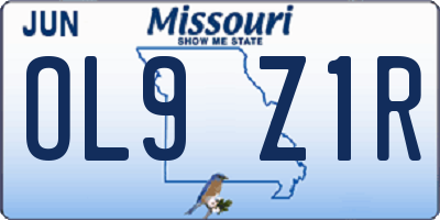 MO license plate OL9Z1R