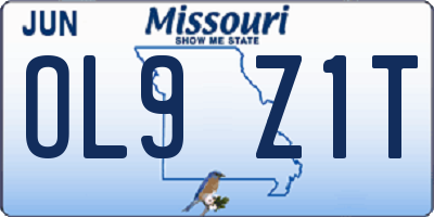 MO license plate OL9Z1T